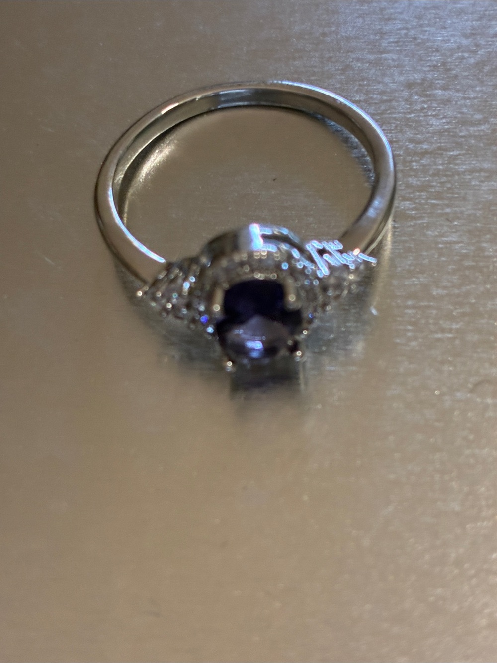 Silver-Tone Purple Stone Ring Like New